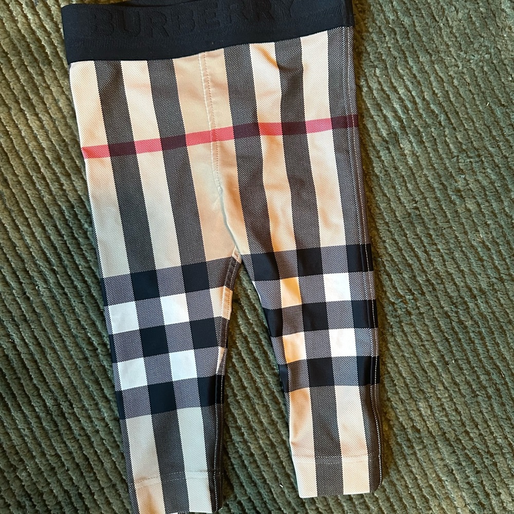 Burberry Black and Tan Check Leggings